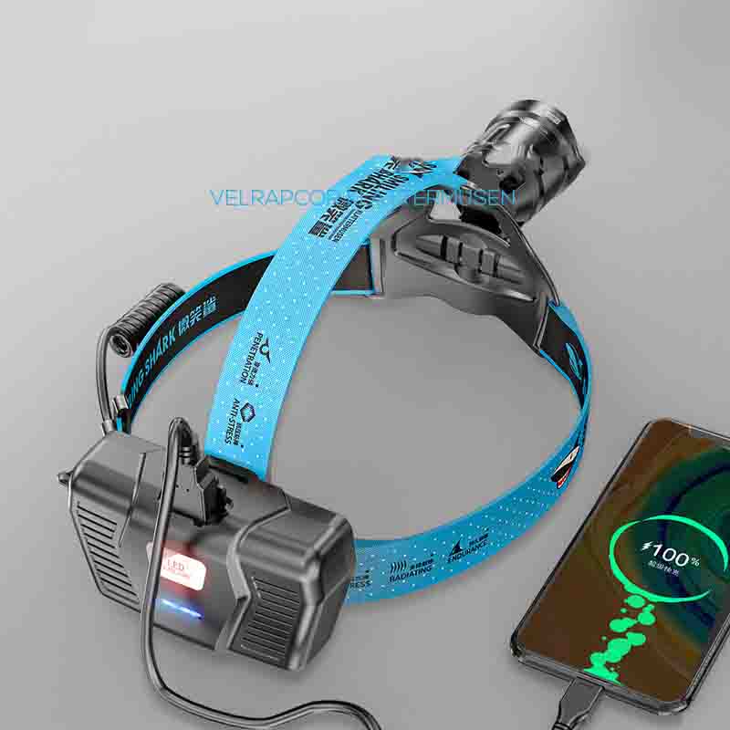 Smile Shark High Power High Light Headlamp Charging Outdoor Walking Site Headlamp Construction Focusing P100 Waterproof Headlamp