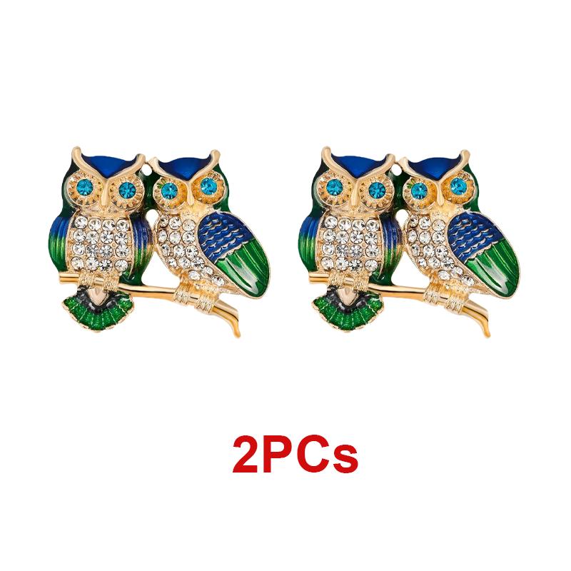 Spille Trendy Doppio Gufo Spilla Strass Spilla Pin Uccello Animale Festa Casual Abito Decorazione Spilla Per Donne Corsage Regali