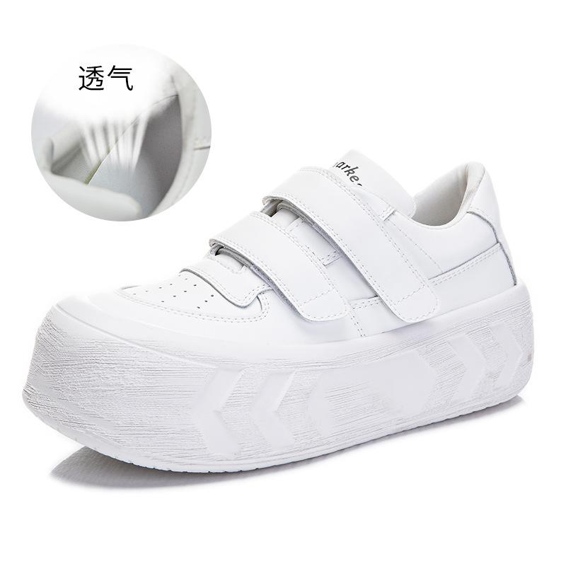 

Женские белые туфли с поролоновой подошвой и застежкой-липучкой из кожи 2025 года, новые повседневные туфли на платформе, женские туфли в стиле ретро для женщин 40 белый