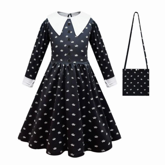 Wednesday-Inspired Girls' School Uniform Jumpsuit - Addams Family Style