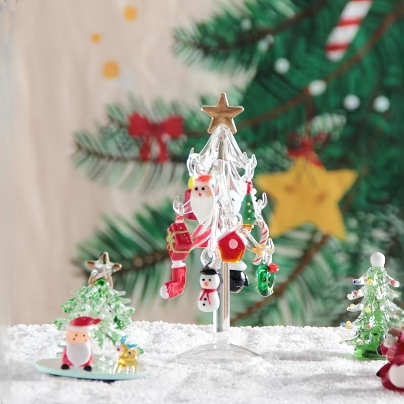 Glass Christmas Tree Ornament Glass with Colorful Hanging Baubles Snowman Candy Cane Bell Charms Christmas Table Decoration 2025