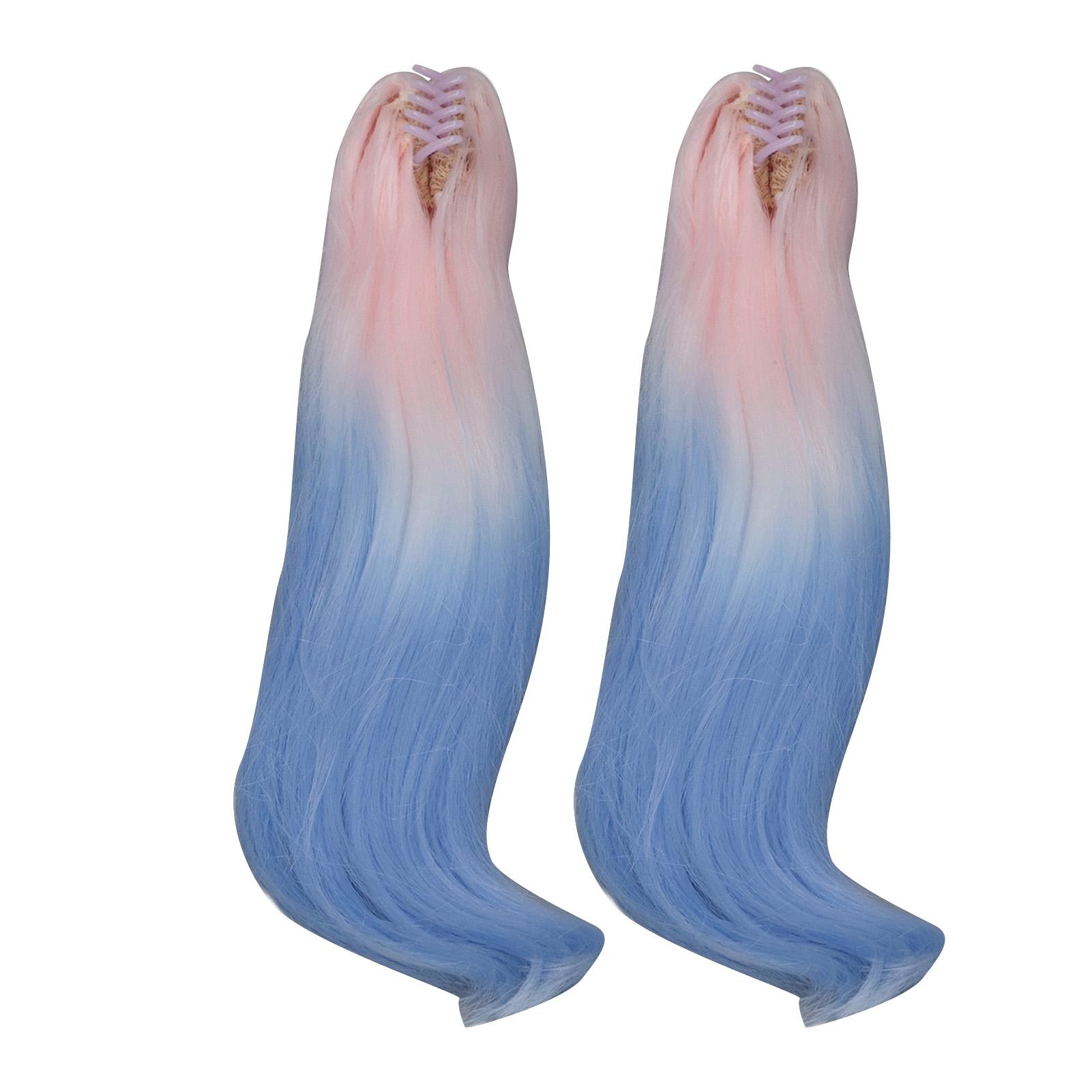 

2 шт. парик с зажимом для кукольных волос 25 см длинный прямой конский хвостик с красивым градиентным цветом