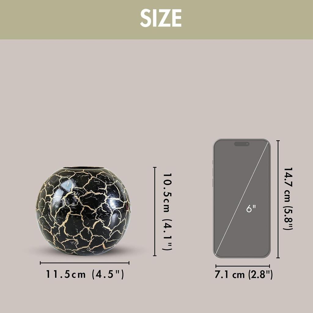 Metal Ball Vase for Home Decor|Flower Pot for Bedroom Living Room Office Wedding|Flowers Arrangement for Birthday Anniversary Festival