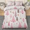3Pcs Pink Christmas Tree & Candy Snowflake Duvet Cover Set - Soft Comfortable Polyester Bedding With Zipper Closure