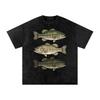Bass Fishing Snow Washed Oversized Cotton T-Shirt and Kids Shirt