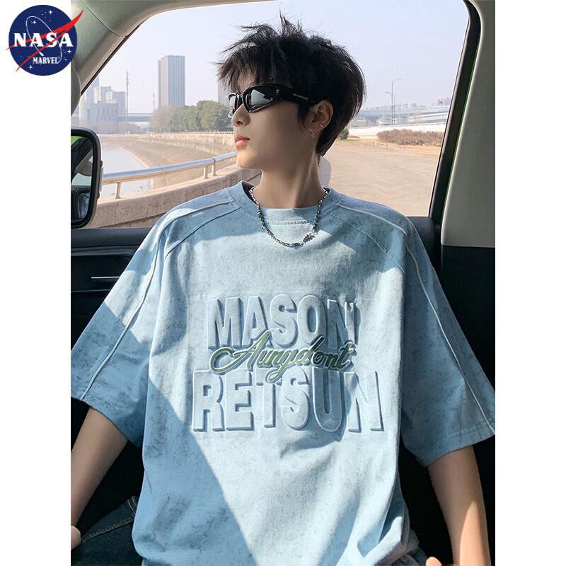 NASA MARVEL Stamped Letter Tie-Dye Loose Fit T-Shirt 2XL