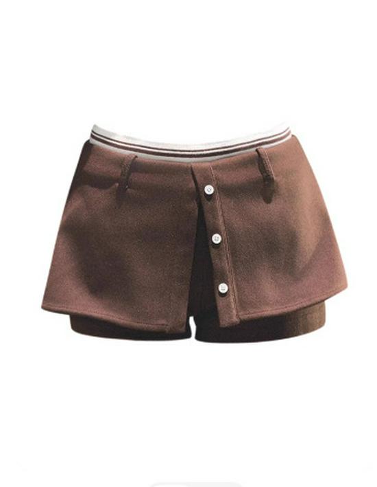 

Korean Retro A-Line High-Waisted Skirt: Women s Spring/Autumn Slimming Half-Skirt with Pants Extra Large колір темно кави