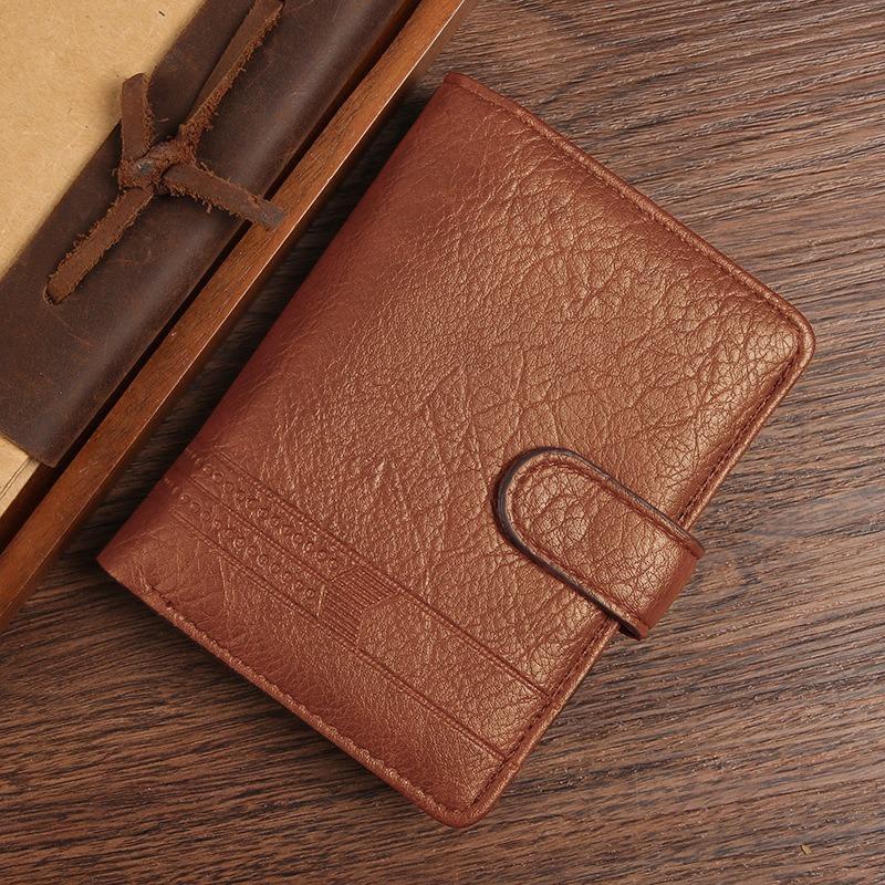 

Новый мужской кошелек кожаный вертикальный с пряжкой деловой ретро многокарточный кошелек для мелочи коричневый