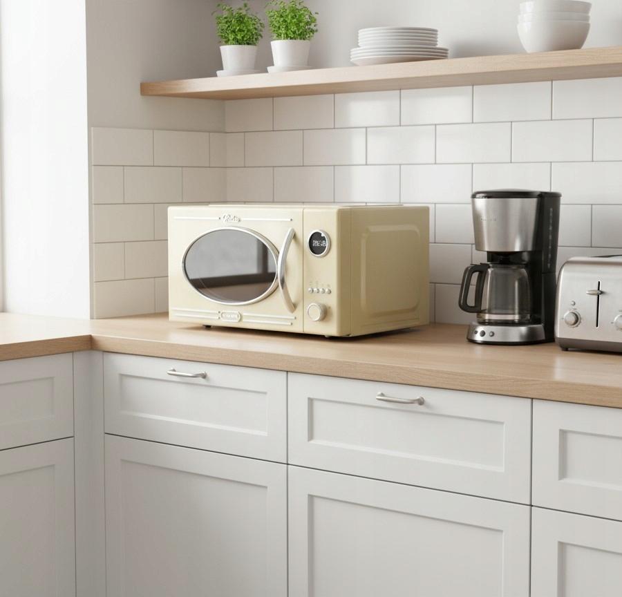 Microwave Oven Grill Microwave Retro 1150w 20l Cream Microwave
