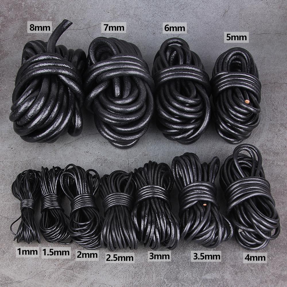 Pure Cowhide Rope Diy Jewelry Accessories, Black, Brown, Natural Round Cowhide Rope, Real Cowhide