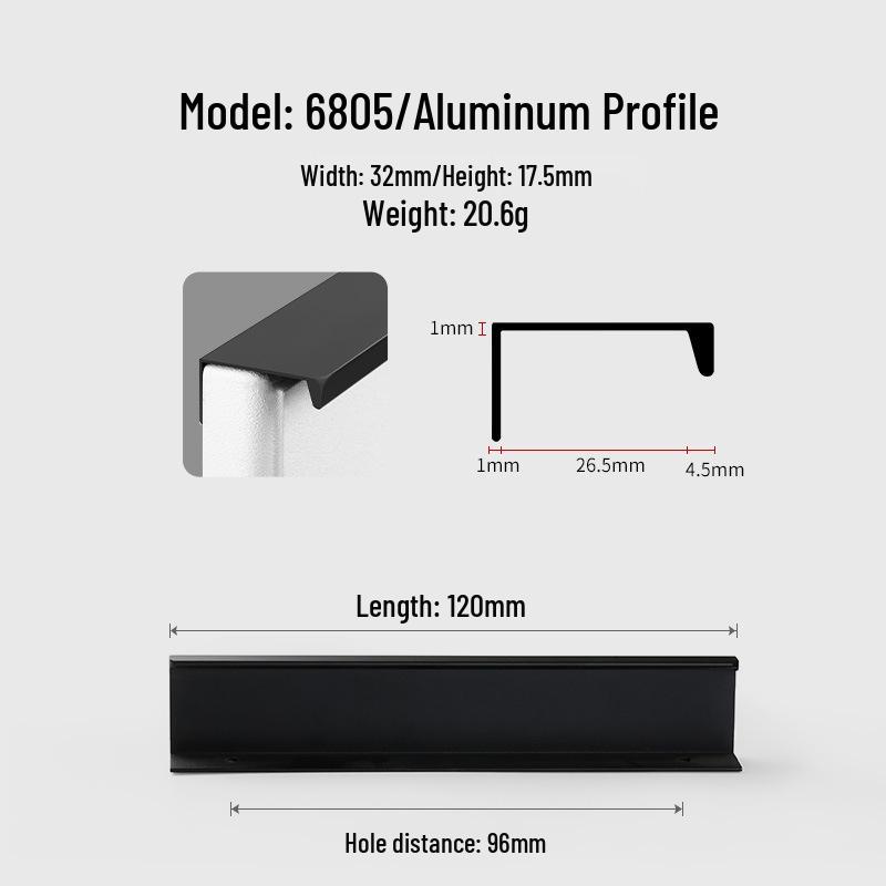 Modern Minimalist Black Invisible Handle for Cabinet Doors and Drawers