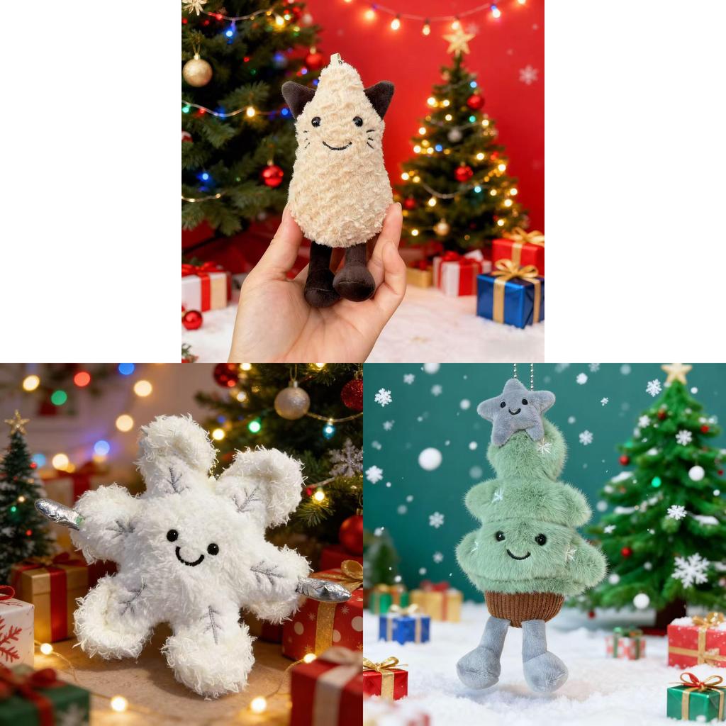 Christmas Tree Plush Toy With Snowflake And Star Decorations For Holiday Gift