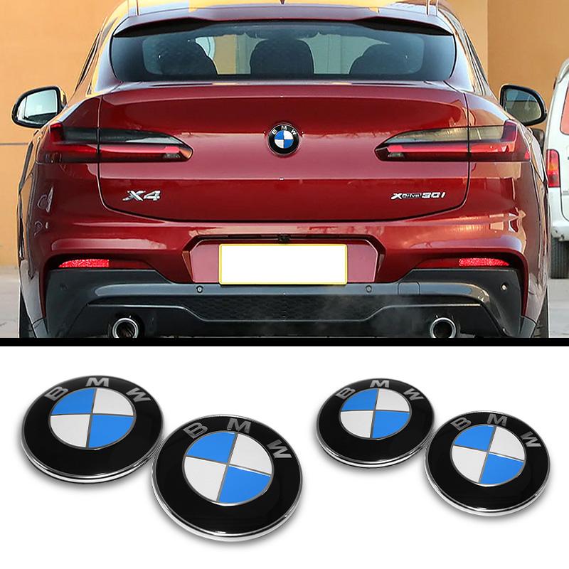 BERV3 2Pcs 82mm 74mm Car Front Bonnet Logo Rear Trunk Cover Badge Emblem for BMW E46 E39 E60 E90 E30 X1 X2 X3 X4 X5 X6 X7 M3 M4 M5