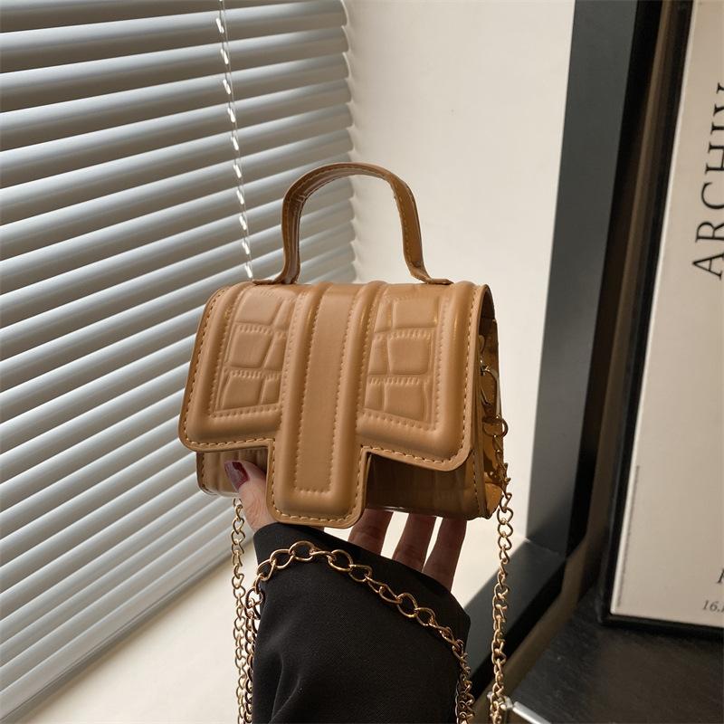Neue Frühling- und Sommer-Mode einfarbige kleine quadratische Tasche Trend hohe Textur Mini tragbare Schulter-Umhängetasche Damen