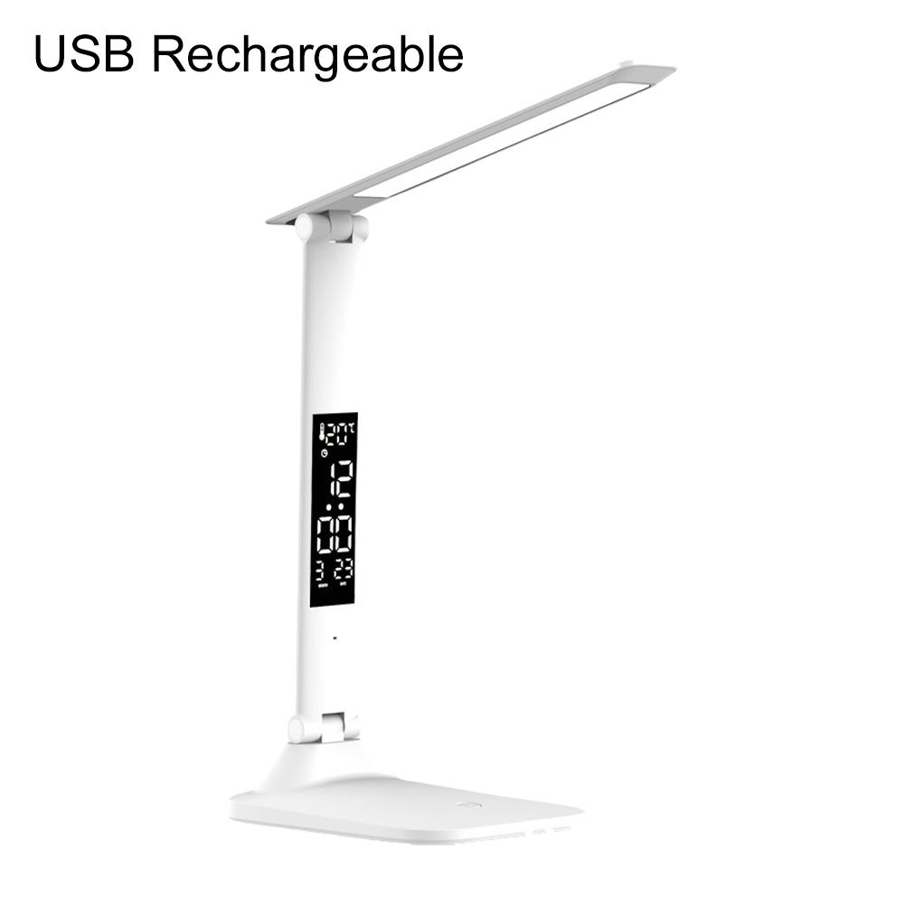 New Led Table Lamp Touch Foldable USB Rechargeable With Alarm Clock Thermometer Dimmable Night Light for Desk Study Reading Lamp