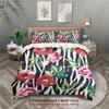 3pcs Floral Zebra Stripe Bedding Sets Modern Style Watercolor Printed Soft Twin Queen King Size Duvet Cover With 2 Pillowcases