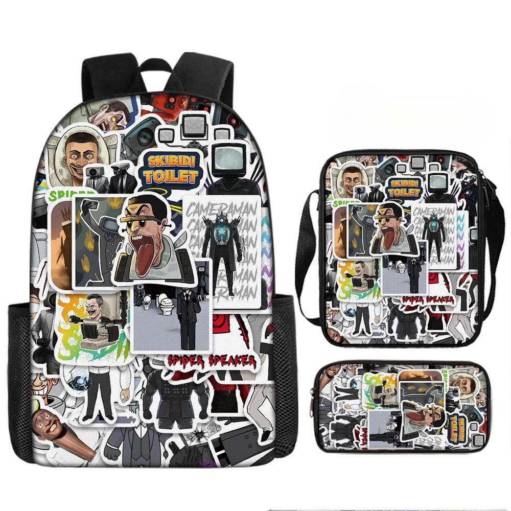 Toilette Mann und Monitor Person Skibidi Toilette Spiel Cartoon Rucksack, Umhängetasche, Federmäppchen