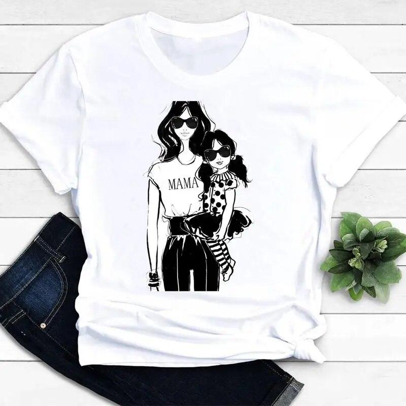 Women Clothing Mom Mama Love Mother Son Short Sleeve Graphic Tee T-shirts Female Ladies Fashion Casual Summer Tshirt Clothes