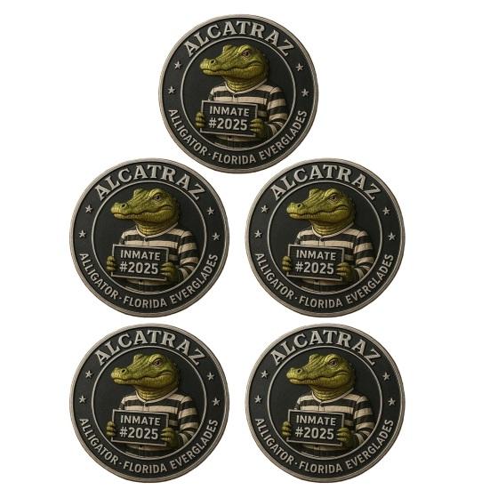 Krokodýl Vězeň Mugshot Mince Florida Everglades Vězeňské Memorabilia Mince Vtipná Historie Zločinu Výzvová Mince Sběratelský Dárek pro Muže Sběratele Mincí