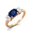 925 Sterling Silver Blue Sapphire Three Stone Rose Gold plated Ring