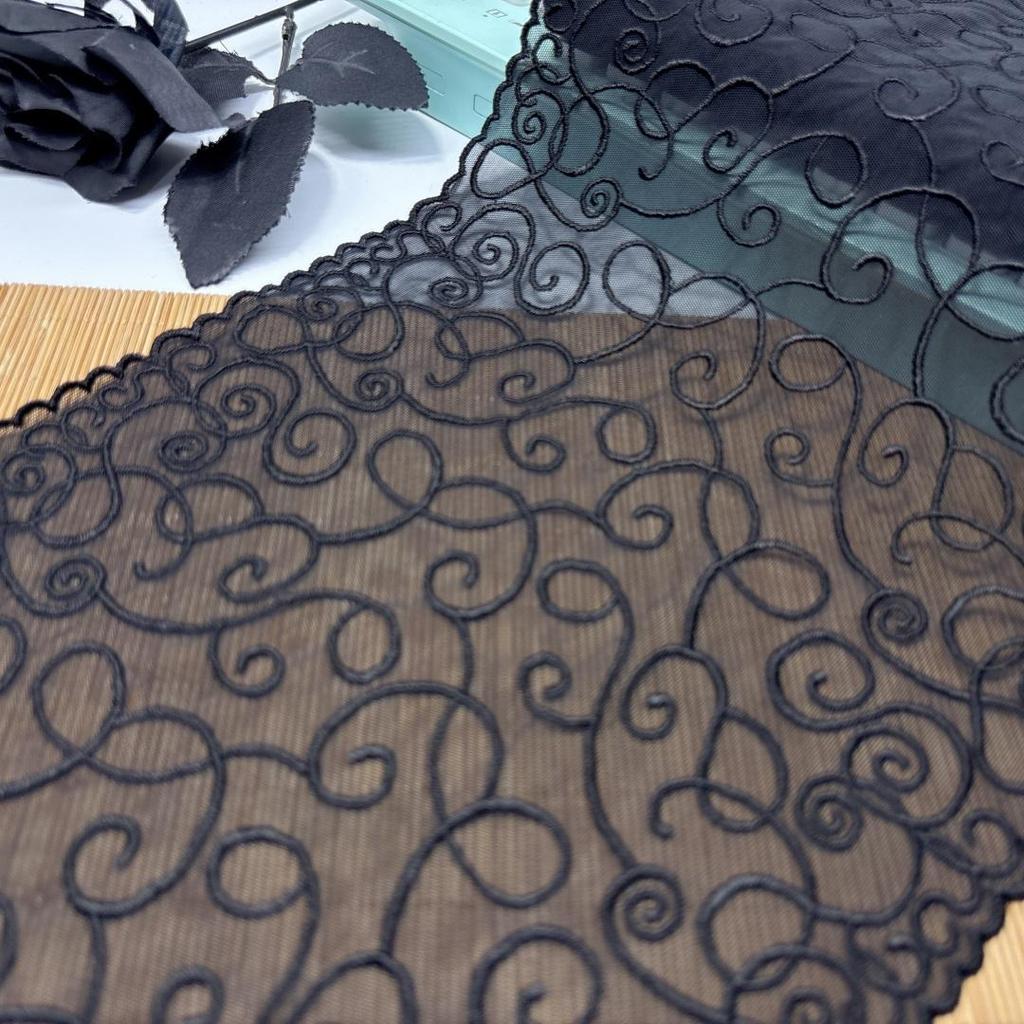 1m x 21.5cm Stretchy Embroidery Tulle Lace, Embroidered Net Sewing Fabric Lace for Dress, Lingerie, Bra, Underwear, Garment