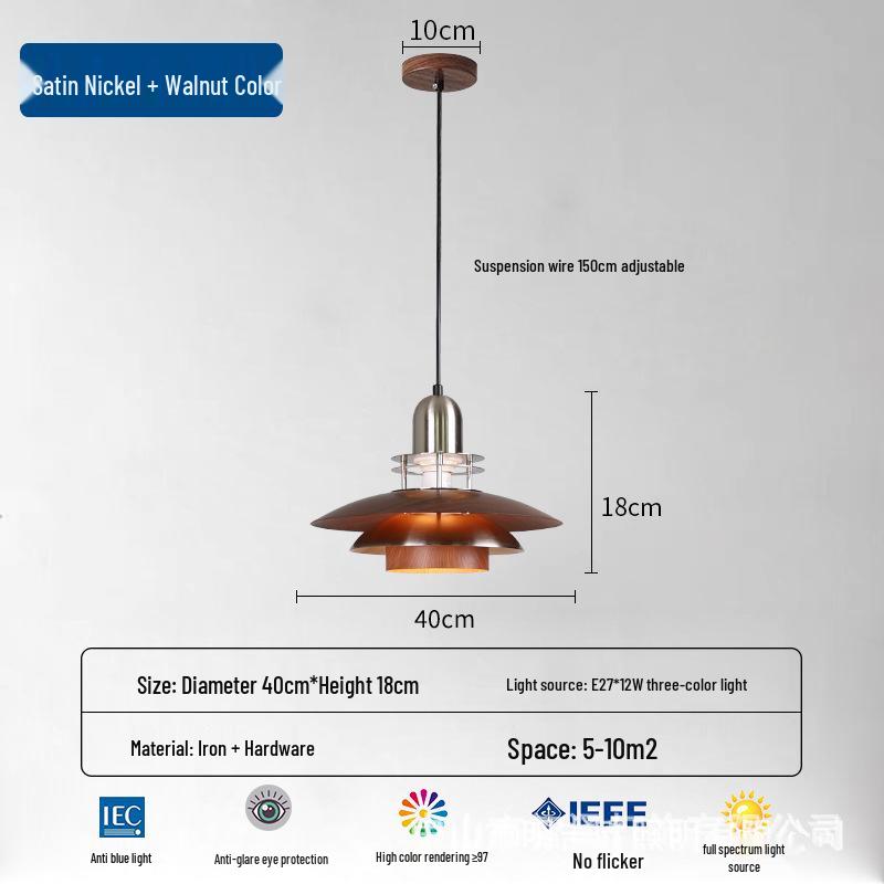 New Chinese Style Minimalist Wood Grain Chandelier for Dining, Bedside, or Bar