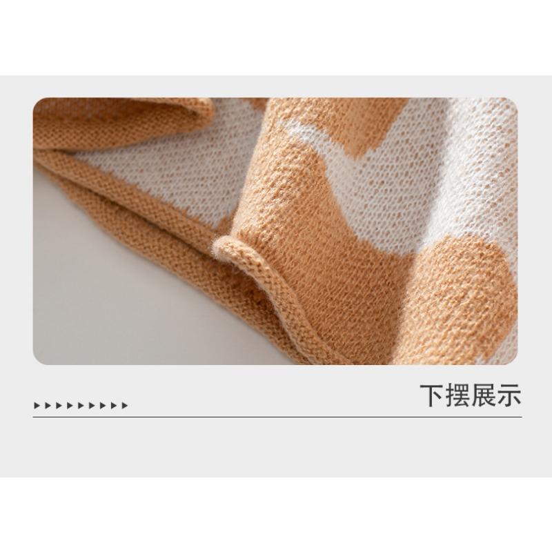 Women S Crew Neck Pullover Knit Sweater Geometric Pattern Basic Wear