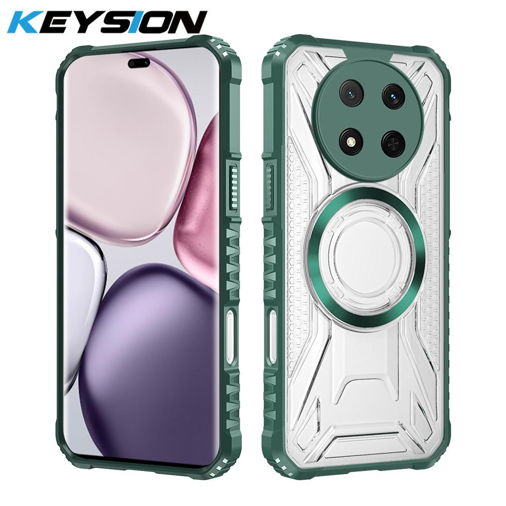 KEYSION Transparent Magnetic Case for HONOR X9c 5G Silicone+PC Heavy Duty Shockproof Phone Cover for Huawei Honor Magic 7 Lite 5G