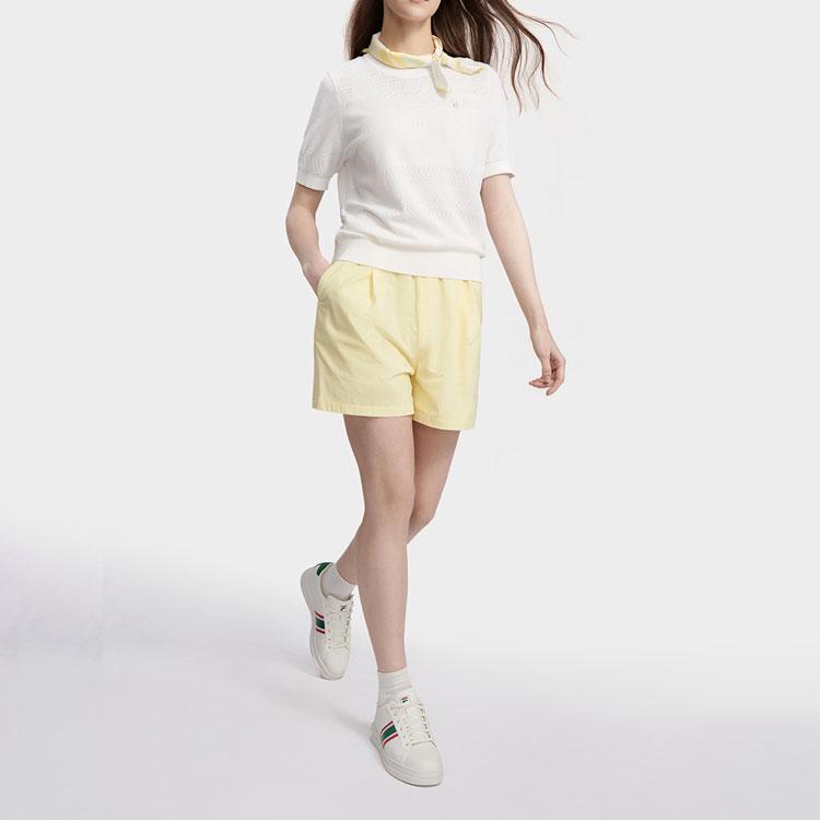 FILA Solid Color Round Neck Pullover Short Sleeve Knit Top Women tops Off-White F11W327402F-WT