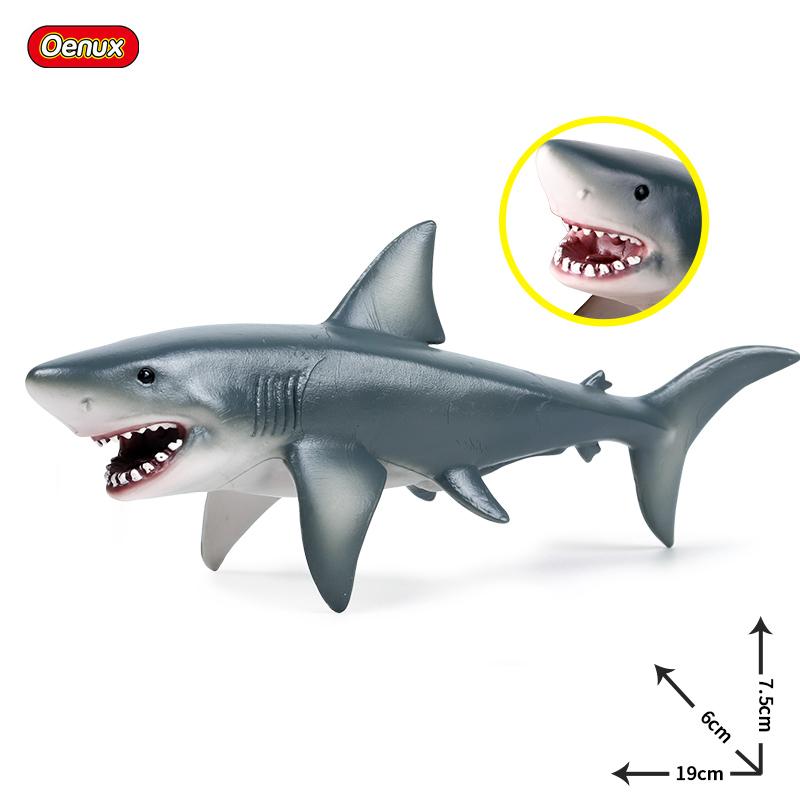 Oenux Ocean Animals Action Figures Sealife Shark Whare Megalodon Model Figurines PVC Home Decoration Kid Cognitive Education Toy