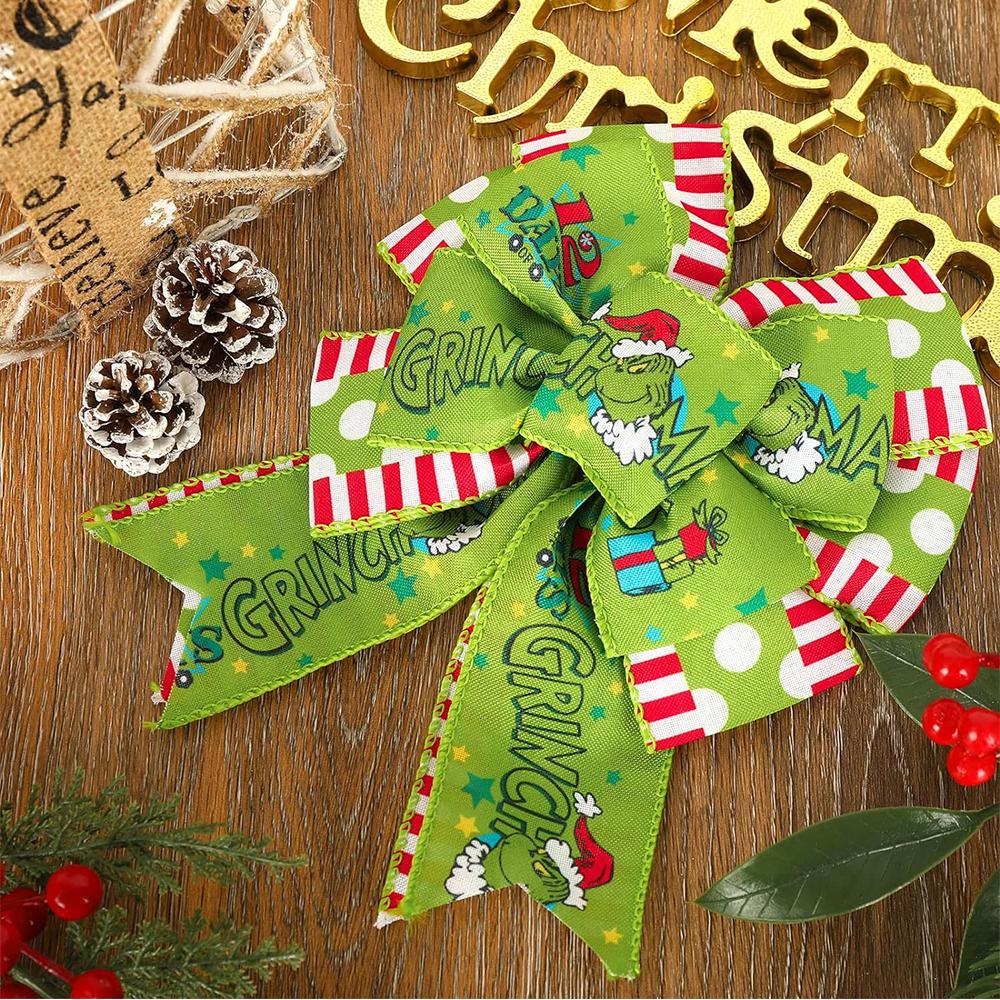 4 Roll Grinch Christmas Ribbons for Crafts DIY Holiday Christmas Decorations