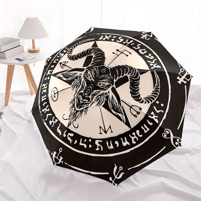 Devilish Goat Head Pentagram Umbrella, Portable 3-Fold Compact Umbrella,Christmas Gift ES503