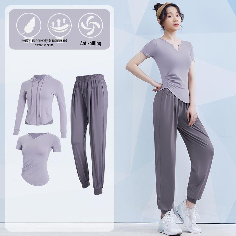 Women's Spring/Summer Yoga Suit Set - Short Sleeve Activewear for Outdoor Runs, Pilates, and Fitness Training