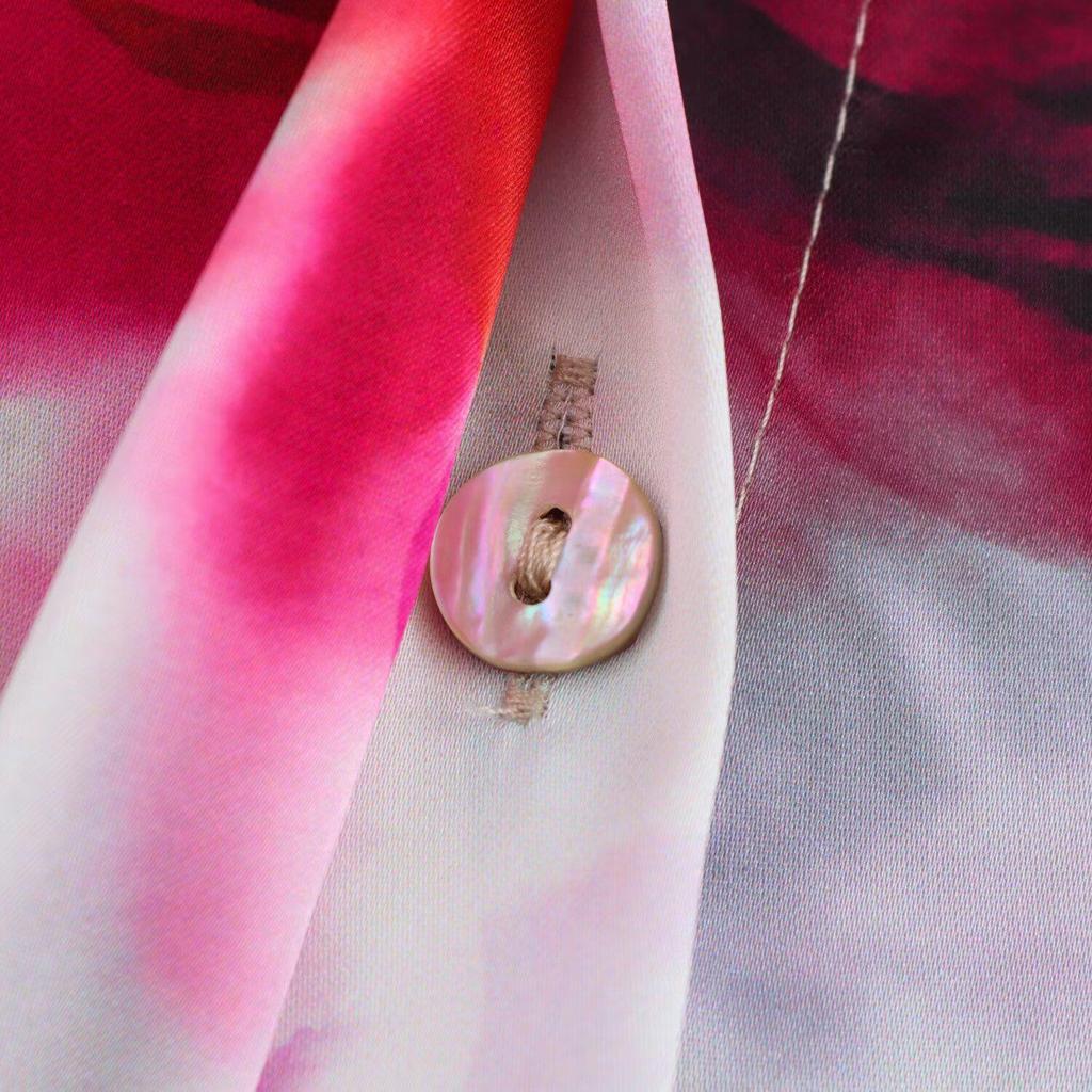 Spring 2025 Floral Print Satin Shirt for Women: Elegant, Casual, Lapel Design