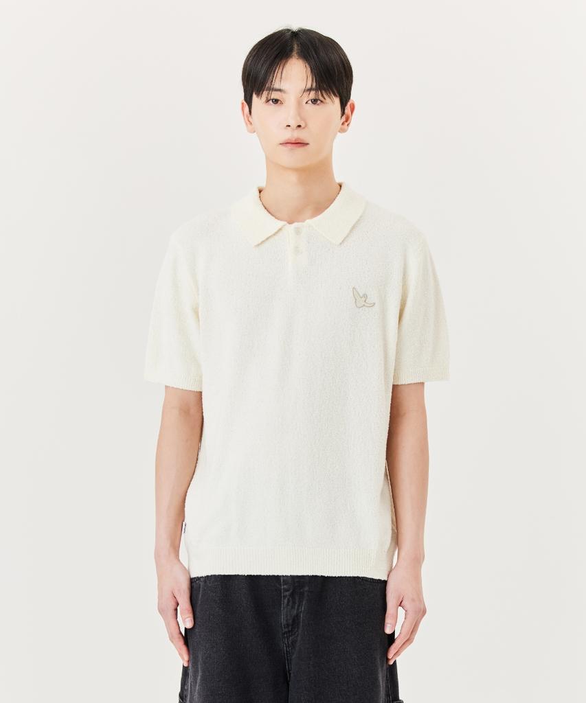 MARK GONZALES Angel Summer Polo Knit Top - Ivory