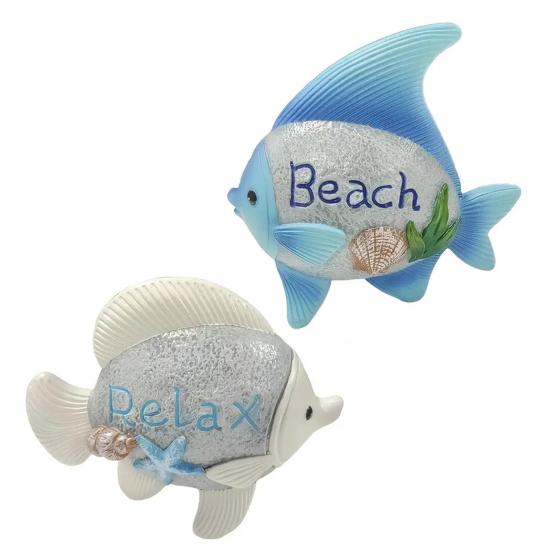 Fish Ornament Coastal Themed Room Beach House Nautical Collection Display Shelf Mold Resin Fish Statue