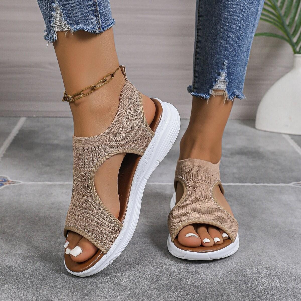 

Shoes 2025 summer new fashionable large size flat-bottomed fly-woven women s sandals 43 хаки