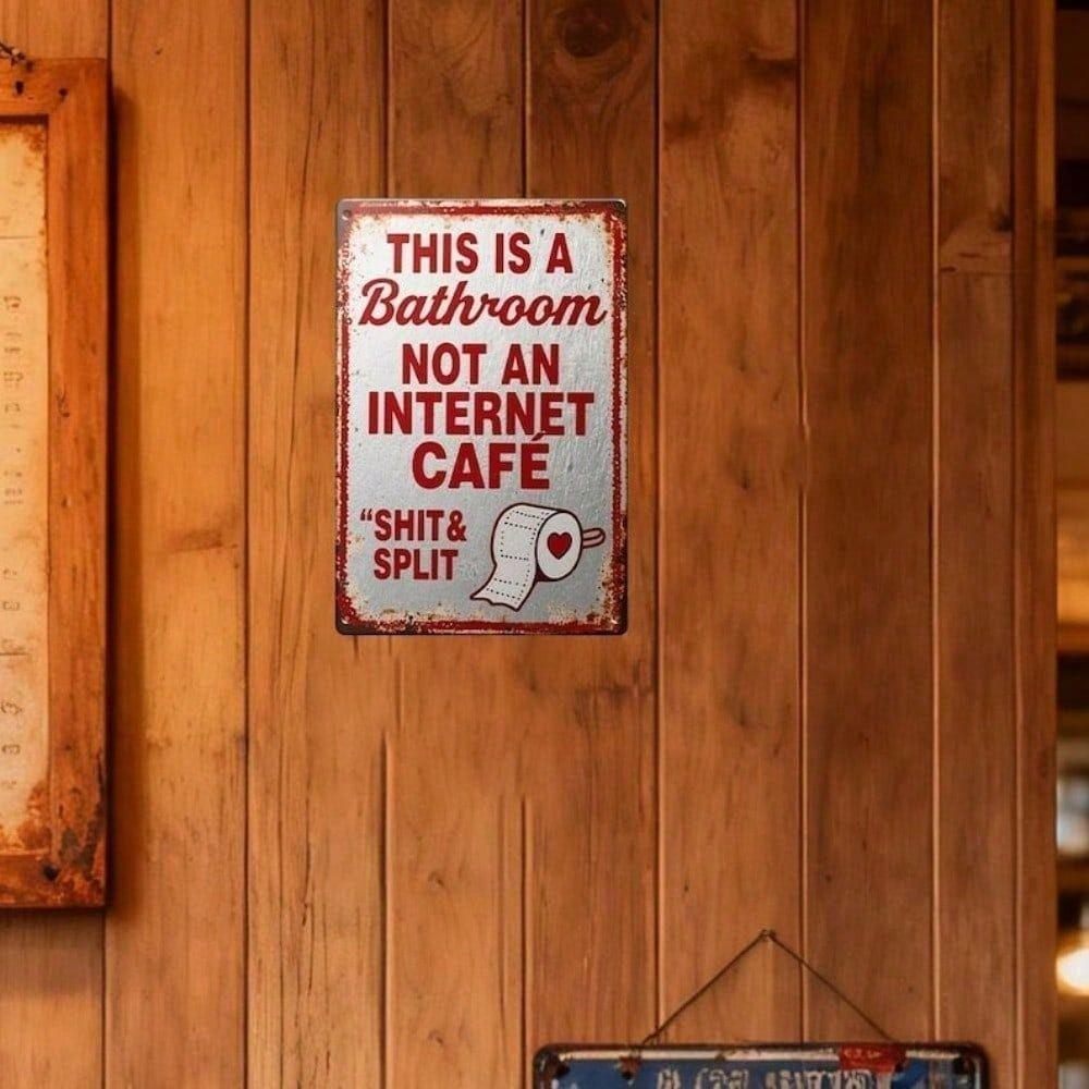Metal Poster Wall Art Vintage Tin Sign Humor Toilet Rustic Bathroom Decor