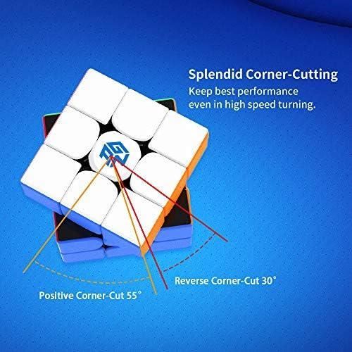 GAN 356RS Speed Cube Magique 3x3x3, Magic Cube de Vitesse sans Autocollant, Jeu de Casse-Tête Classique avec GES+-Numérique IPG en F
