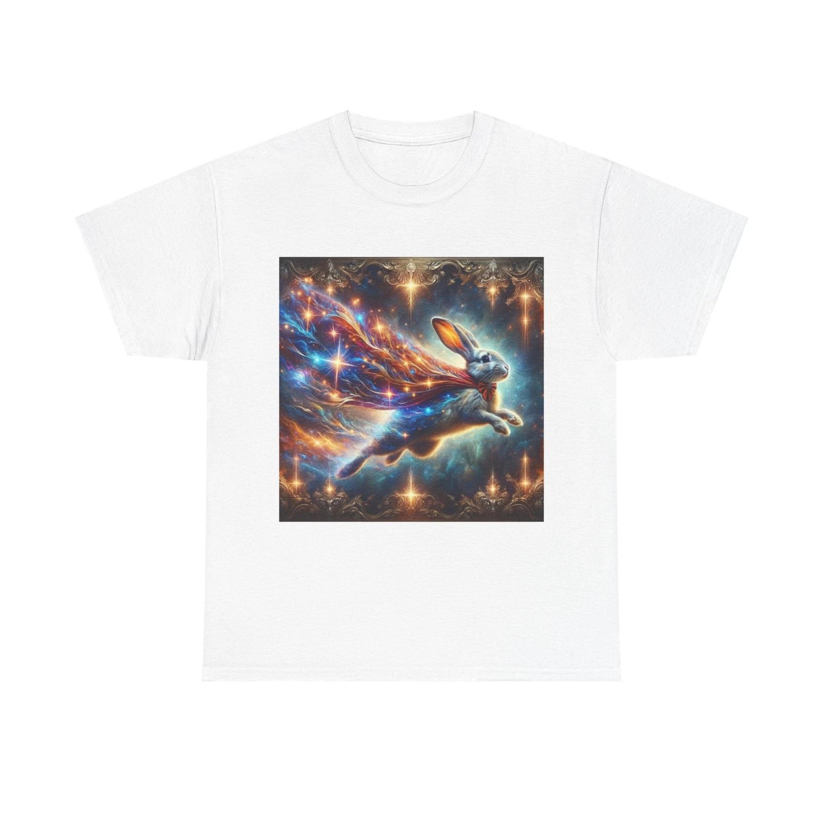 Unisex Adult T Shirt Celestial Rabbit in Starburst Cape 4XL