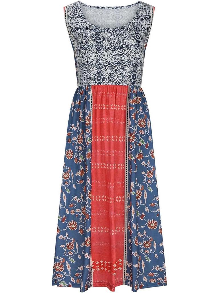 2024 Spring/Summer Sleeveless Print Pullover Women's Casual Dress