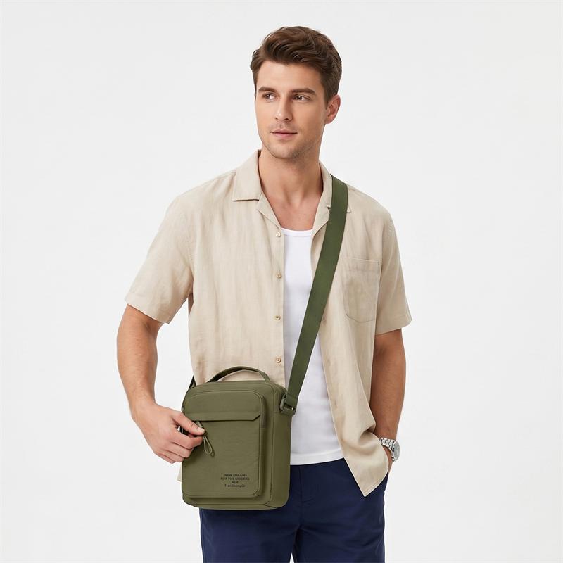 Men's Nylon Crossbody Backpack Fashionable Versatile Summer New Style Waterproof Single Shoulder Sling Bag Simple Design