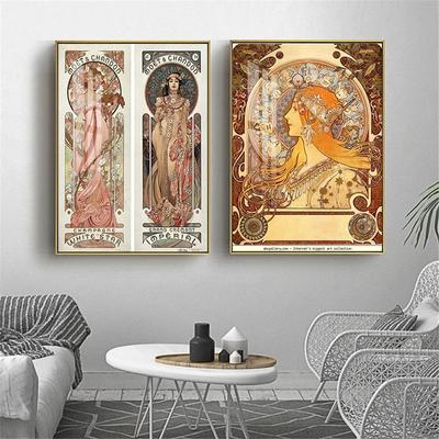 Alphonse Mucha Vintage Ilustrace Plátěné Plakáty A Tisky Dekorativní Art Nouveau Plátěné Obrazy Nástěnné Umění Piuctures Cuadros