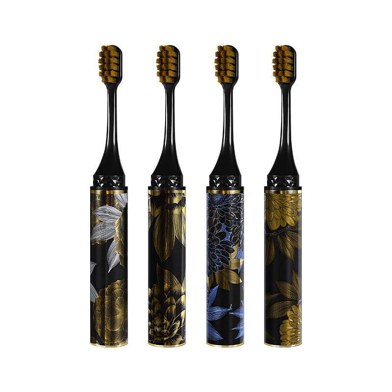 4-Piece Gift Box: Portable Lipstick-Style Toothbrush with Soft Bristles for Gum Protection and Travel