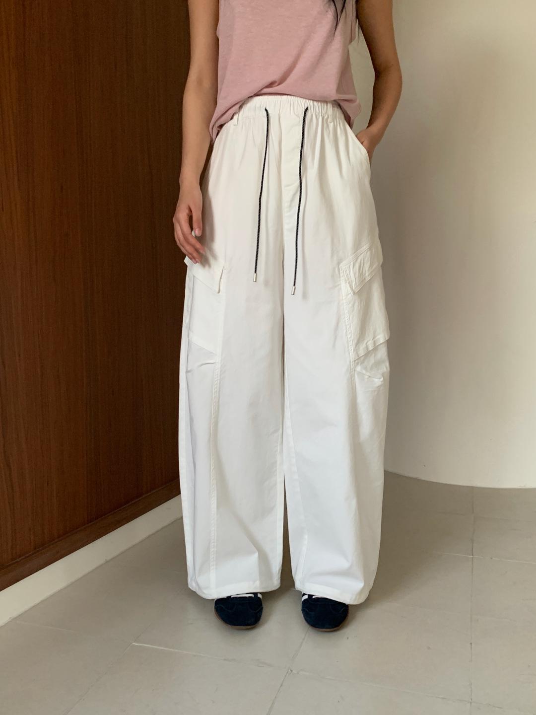 

2026 Spring Women s Elastic Waist Drawstring Cargo Harem Pants - Loose Fit, Casual Style, Solid Colors Large білий