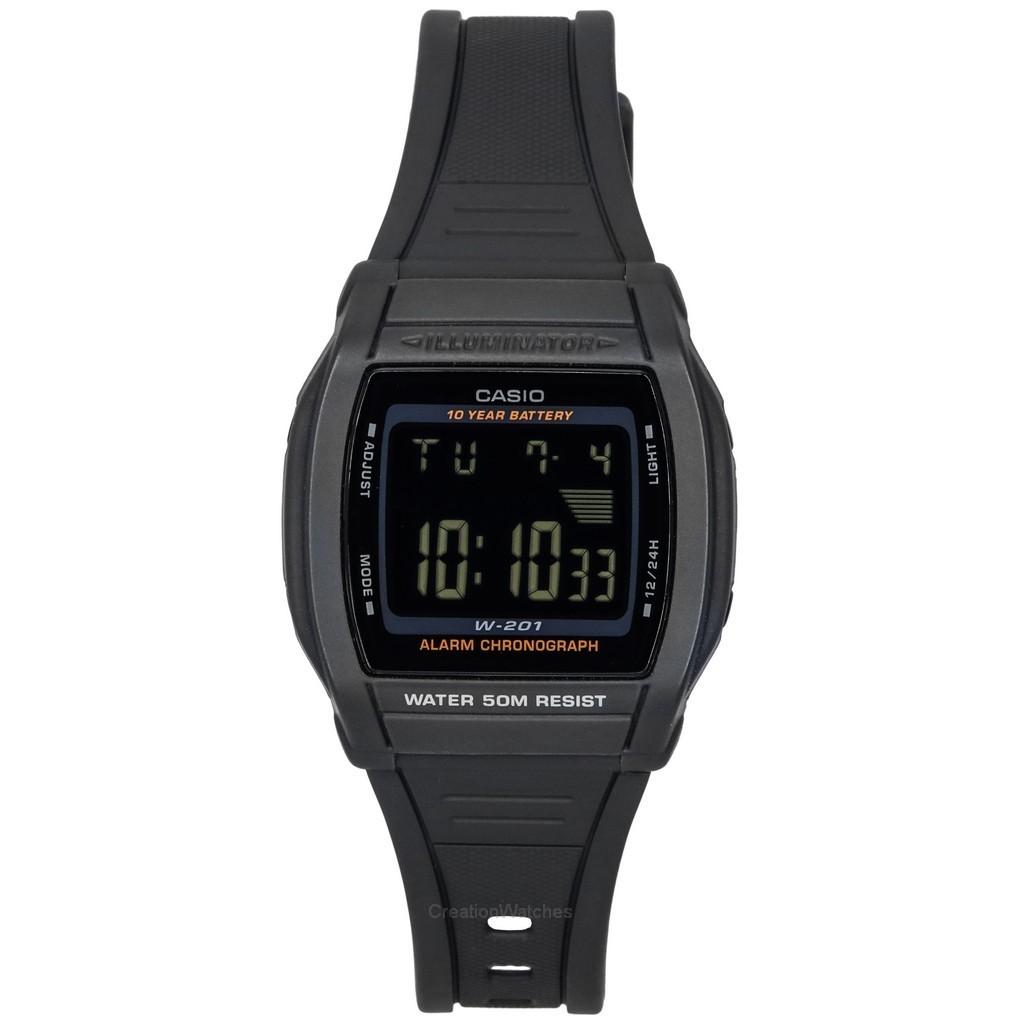 

Casio Digital Sports с полимерным ремешком, кварцевые мужские часы с черным циферблатом W-201-1B чёрный