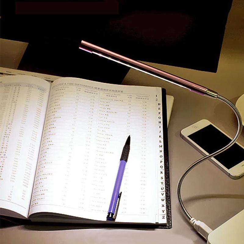 Metal Material USB LED Light Lamp 10LEDs Flexible Book Reading Lights for Notebook Laptop PC Computer 6 Colors