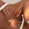 Gold Metal Thin Choker Adjustable Summer Necklace Fashion Sun Pendant Neck Chain  for Women
