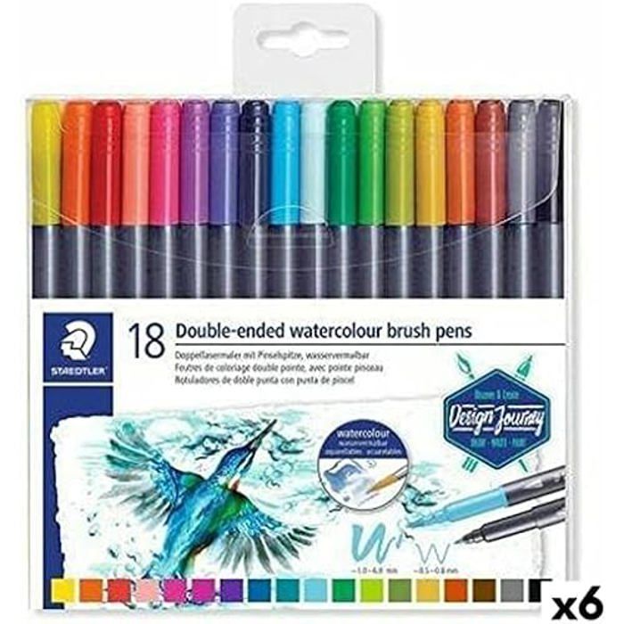Feutres - STAEDTLER - Design Journey - Multicolore - Lot De 6 - Opaque