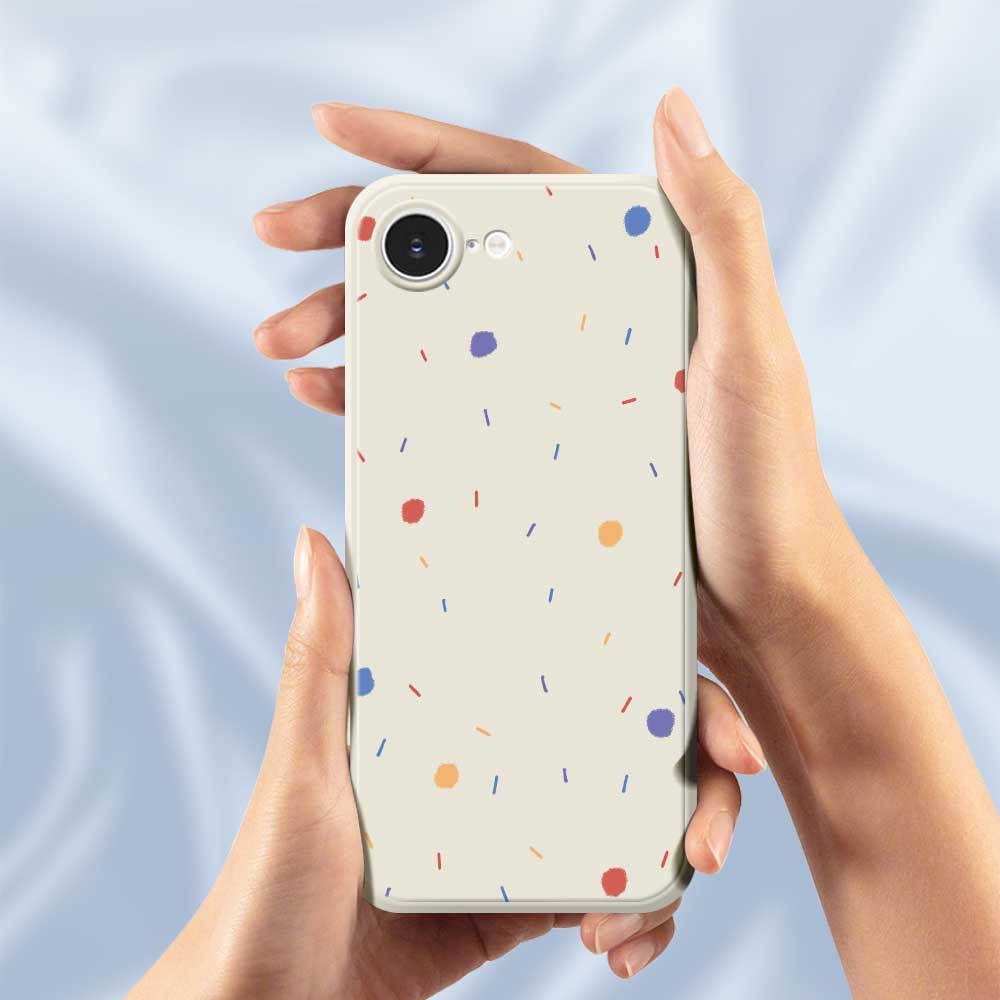 For iPhone 16e Case Colorful Dots Pattern Printing Straight Edge TPU Phone Back Cover